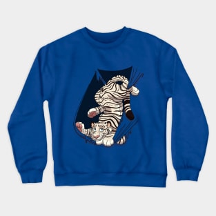 Mischievous White Tiger Crewneck Sweatshirt